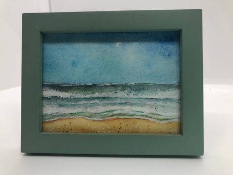 " Coronado Beach California Summer "  Framed Mini Original Watercolor
