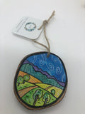 " Over The Hills " Original Wood Slice Ornament
