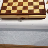 Handcrafted  Checker Board wtih Drawer and Felted Feet