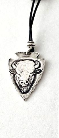fine silver buffalo head pendant
