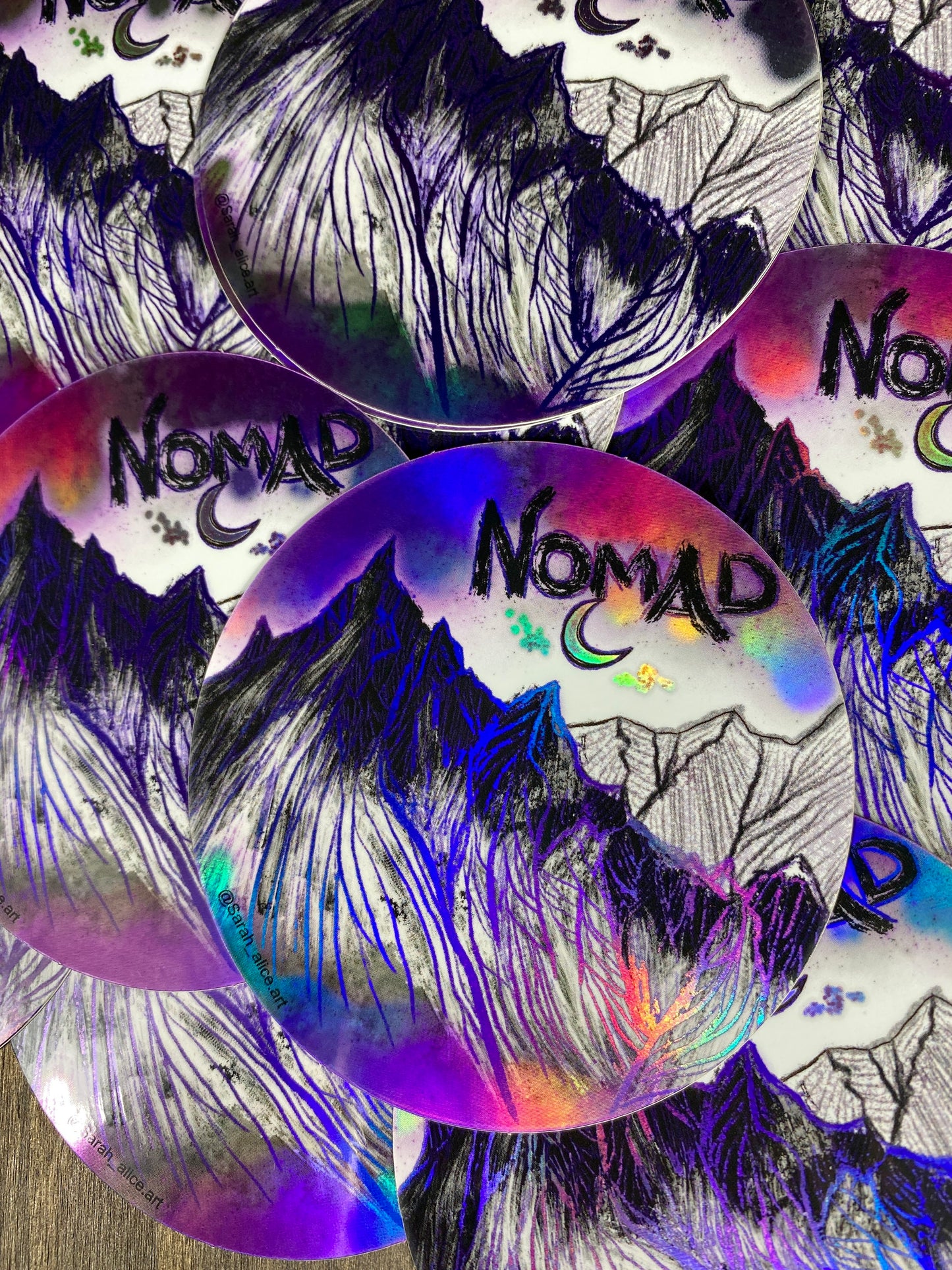 Large Holographic Purple " Nomad " Sticker