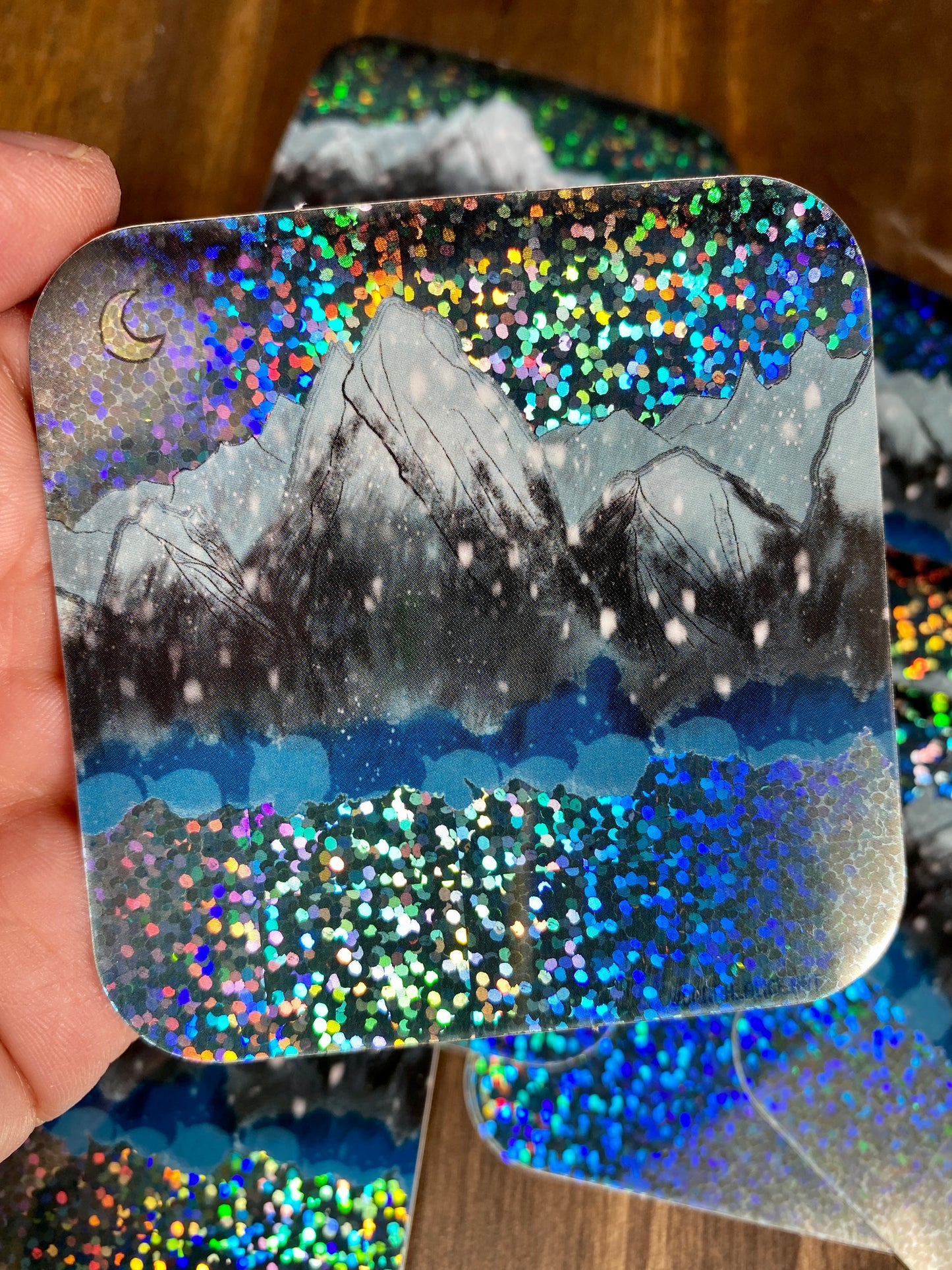 Snowy Mountain Glitter Art Sticker