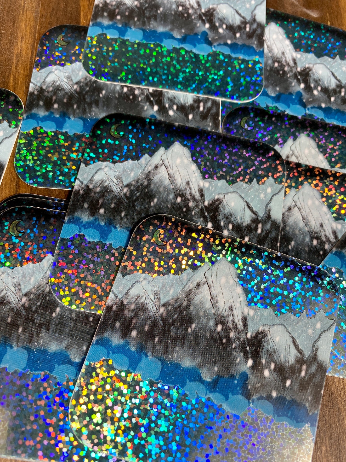 Snowy Mountain Glitter Art Sticker