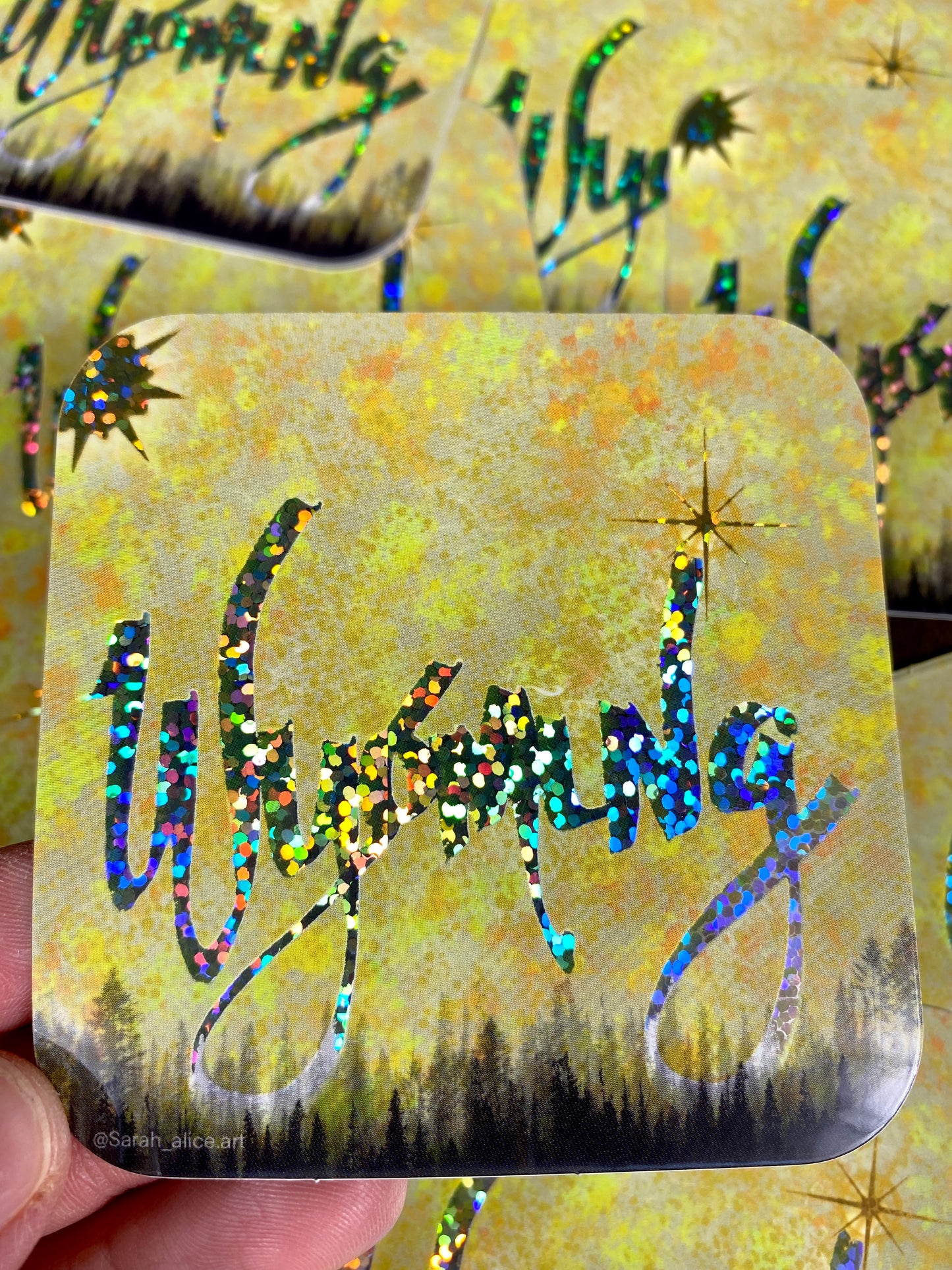 Wyoming Starburst Glitter Art Stickers