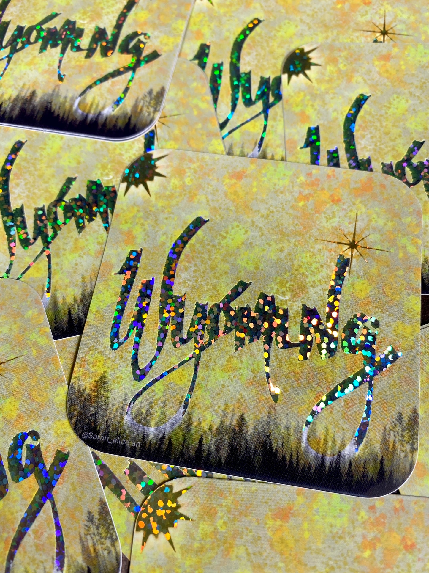 Wyoming Starburst Glitter Art Stickers