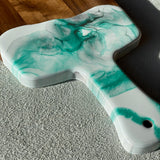 Artisan Walnut Cutting Board with Mint Resin Art
