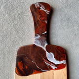 Artisan Maple Cutting Board in Fall Color Resin Art Handle