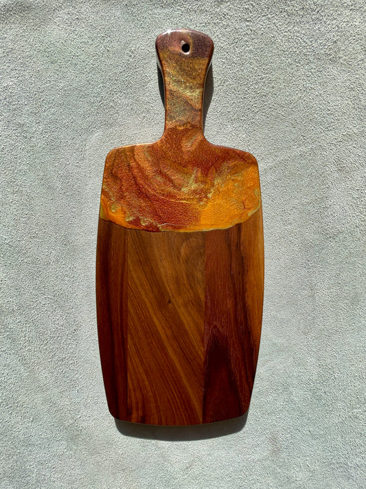 Artisan Walnut Cheese Board With Resin Paddle Handle