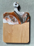 Artisan Maple Cheese Board White Swirl Resin Handle