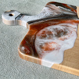 Artisan Maple Cheese Board White Swirl Resin Handle