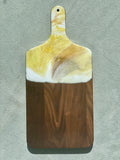 Artisan Charcuterie Cheese Board Platter Artist: Marcy Knotwell  White, Gold and Yellow