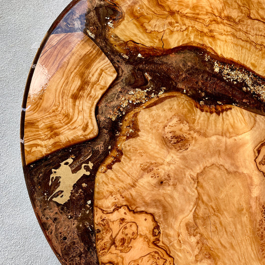 Large Custom-Made Round Lazy Susan Turntable Tray with Handles Artist: Marcy Knotwell *You’ve never seen anything like this! *  You’ll love the convenience it can bring when hosting a holiday meal, wedding event, or family gathering.