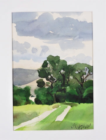 " High Summer " Original Watercolor Artist: Jon Madsen  Original watercolor painting  Beautiful two track road in the Little Laramie valley  Matted in white matting  8" long x 11" high original watercolor  13" long x 16" high matted  Ready for a frame  Please note item is an original from the artist     From the Artist:  Idyllic time in the little Laramie valley
