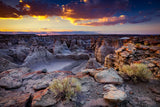 " Adobe Town Sunset " Framed Photograph Photographer: Kyle Spradley  Horizontal Photograph in a light wood frame  10.75" long x 9" high x 1" wide as framed  Adobe Town  Bright Colors  Glass for cover  Easel back or hook for hanging  Print #30  Please note photograph was taken by the artist