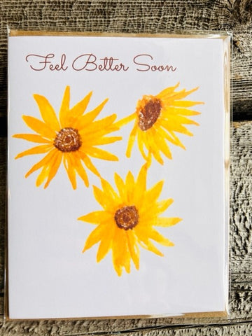 Sunflowers Watercolor Get Well Card