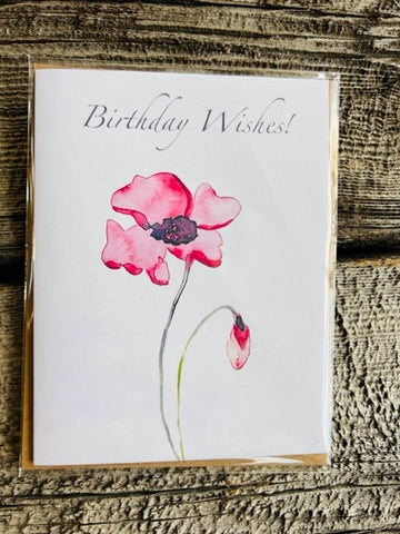 " Poppies " Watercolor Birthday Card