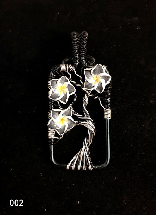Necklace - Plumeria Tree Wire Wrapped Pendant