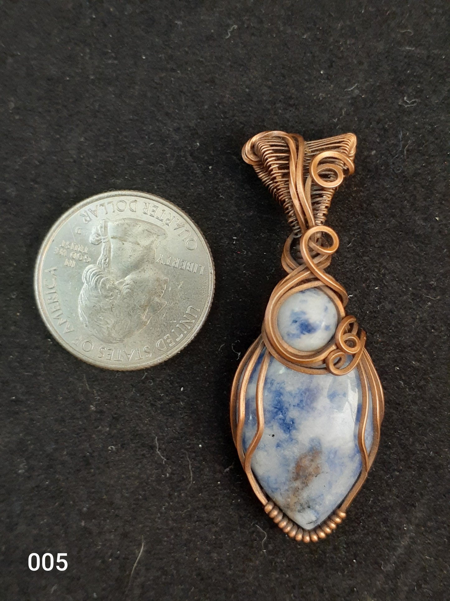 Wired Wrapped Lapis Tear Drop Pendant