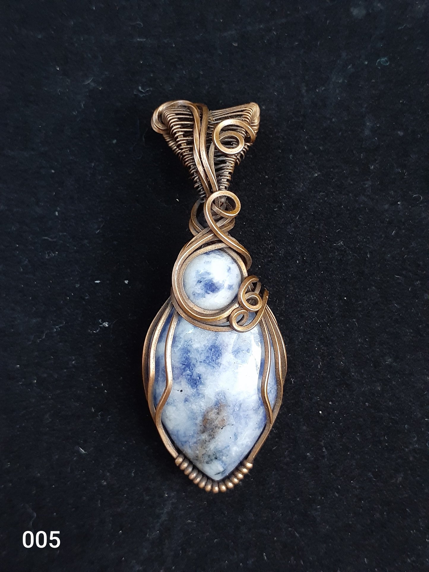 Wired Wrapped Lapis Tear Drop Pendant