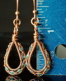 Beaded Copper Teardrop Earrings