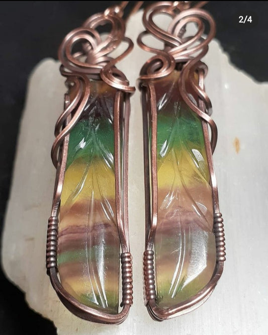 Rainbow Flourite Copper earrings