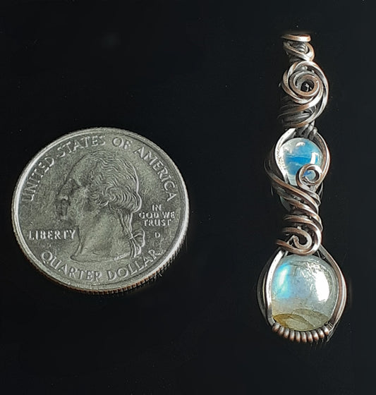 Necklace - Labradorite and Moonstone Micro Pendent