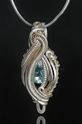 Blue Topaz Sterling Silver Micro Heady Pendent