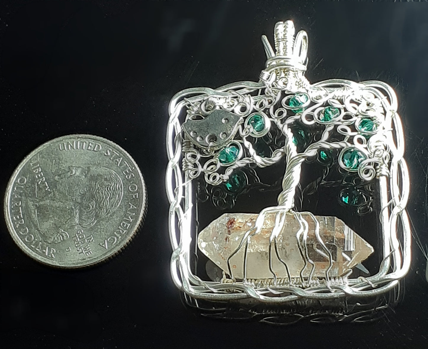 Tree Of Life Double Terminated Crystal Pendent