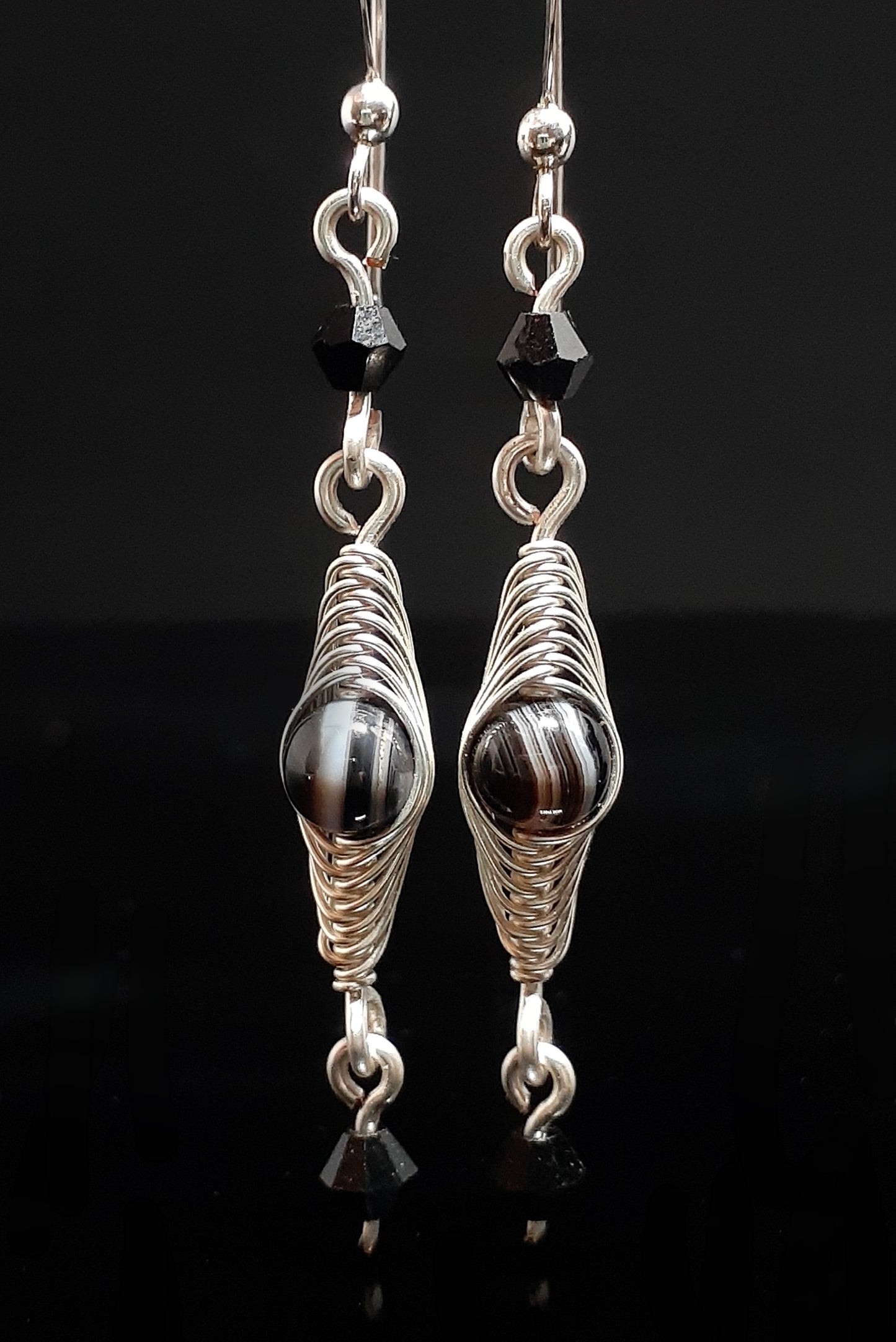 Botswana Agate Herringbone Earrings