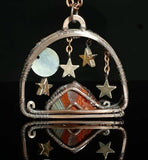 Starry Night Mountain Scene Dome Pendent