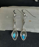 Labradorite tear droop wrapped in sterling silver wire