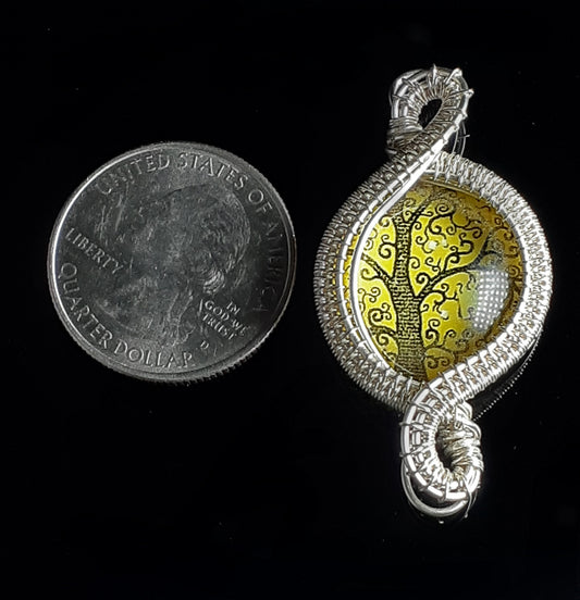 Silver Yellow Tree of Life Pendant