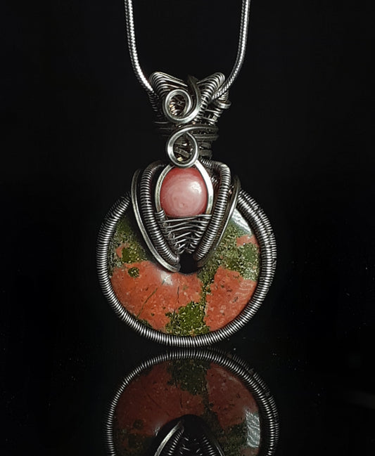 Unakite and Carnelian Pendant