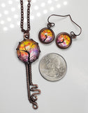 Copper Tree Of Life Key Necklace and Earring Set