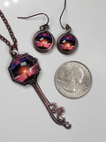 Copper Tree Of Life Key Necklace and Earring Set