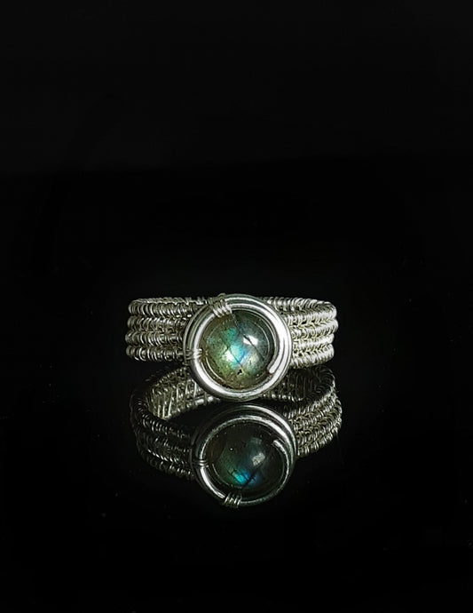 Ring - Labradorite Woven Silver