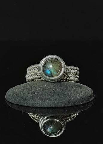 Labradorite Woven Silver Ring