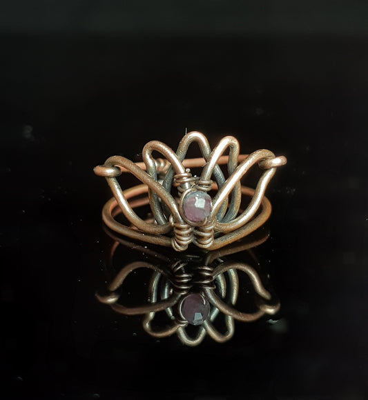 Lotus Flower Copper Ring