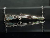 Blue Barite Green Tourmaline Shotgun Pendant
