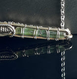 Blue Barite Green Tourmaline Shotgun Pendant