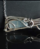 Blue Barite Green Tourmaline Shotgun Pendant