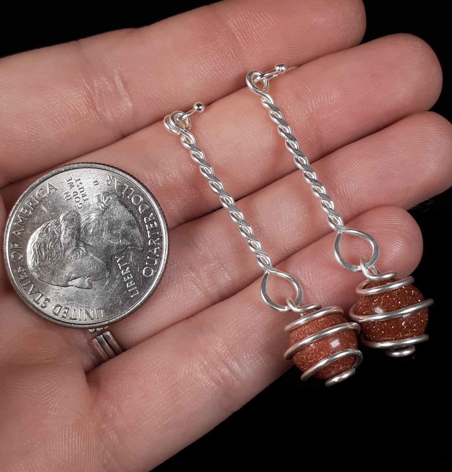 Sunstone Sphere Dangle Earrings