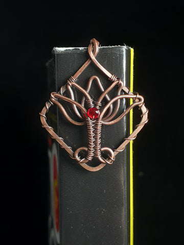 Lotus Flower Square Book Mark In Red