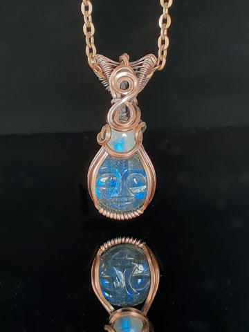 Labradorite And Moonstone " Smiling Moon " Pendant