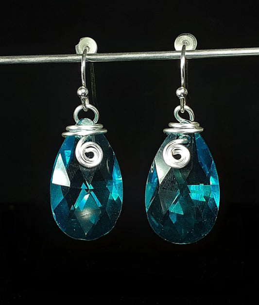 Earrings - Crystal Drop In Blue
