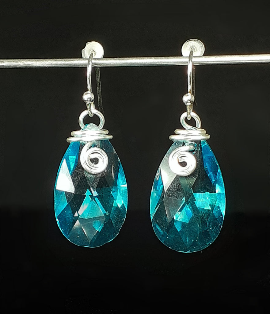 Sterling Silver Wire Wrap Czech Glass Earrings