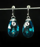 Crystal Drop Earrings In Blue