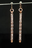 Topaz and high end crystals wrapped in oxidized polished copper, straight dangle earrings. copper ear wires