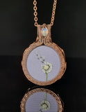 Embroidered Dandelion And Moonstone Pendant