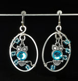 owl earrings in silver artistic wire